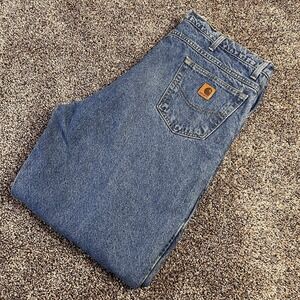 Vintage Carhartt Mens Size 42x34 B21 DST Flannel Lined Jeans Relaxed Blue Used